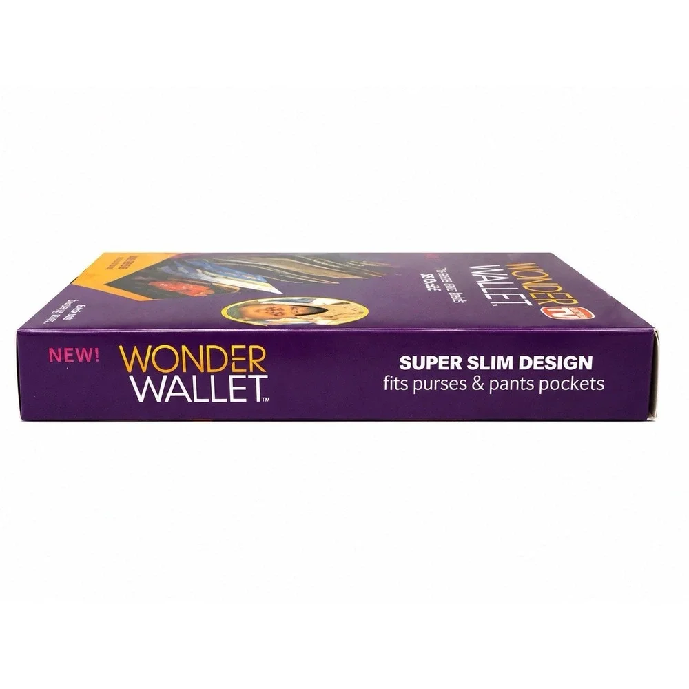 Wonder Wallet Slim RFID Blocking Leather Card Holder Blue Genuine Leather NEW